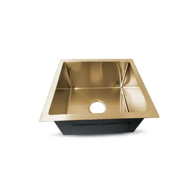 PRM-4339G lavadero Prime de acero inox. gold c/desague y canastilla 43X39X23CM - Fratelli