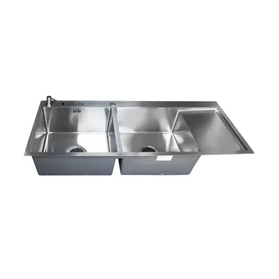 Lavadero acero inox. p/marmol doble poza c/porta cuchillo satinado 120X50X23CM - Fratelli Signature 45X45X23CM Fratelli