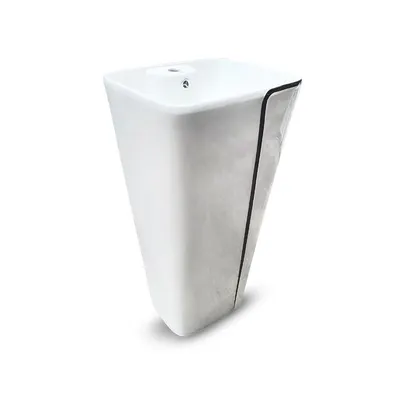 Lavatorio pedestal minimalista blanco c/negro 8802-BL (44X36.5X86) -