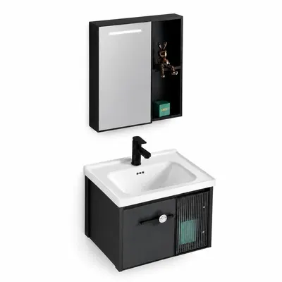 Mueble de baño de aluminio + Espejo con sensor LED - KF802Z-60 gris -