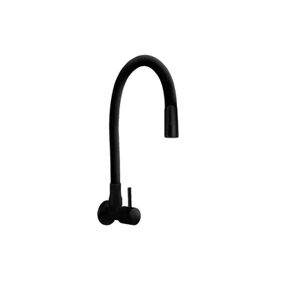 Llave lavadero a la pared pico flexible black negro bali Vainsa