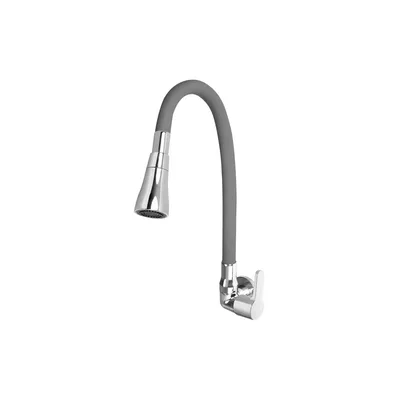 Llave de lavadero a la pared colección maui con pico flexible Manguera gris